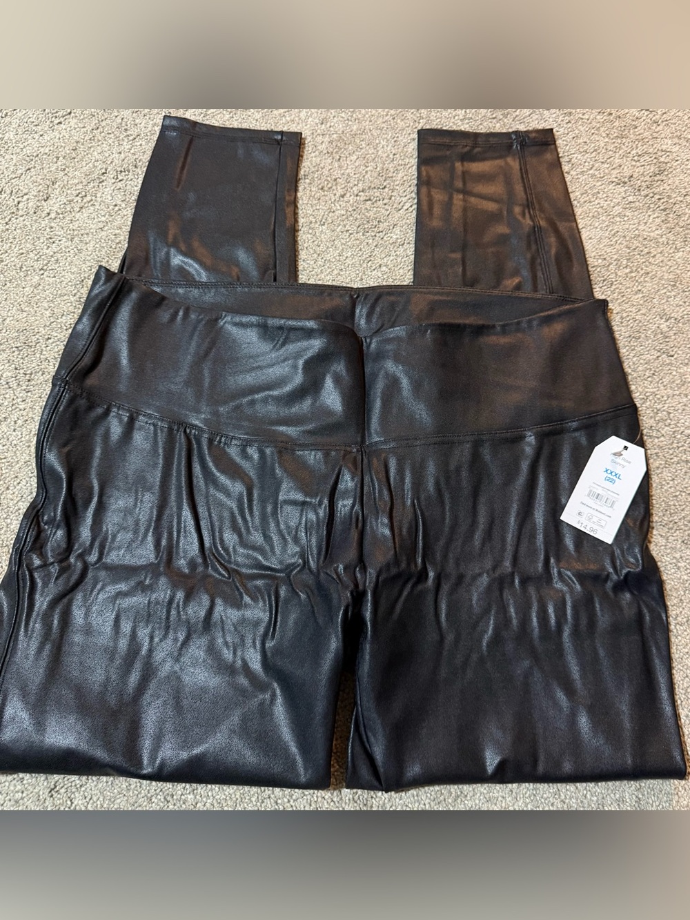 Faux Leather Leggings - Black - XXXL